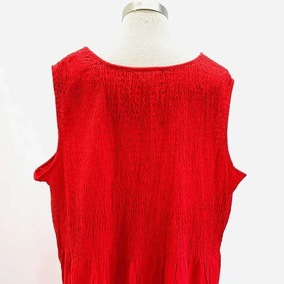 NWT CROFT & BARROW Women Sleeveless Full Length Shirred Red Maxi Dress Size 3X - Picture 9 of 14